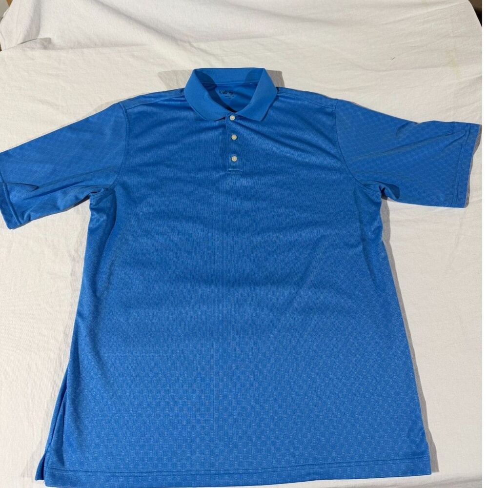 Walter Hagen Golf Polo XL Blue Textured Jacquard Performance Short Sleeve
